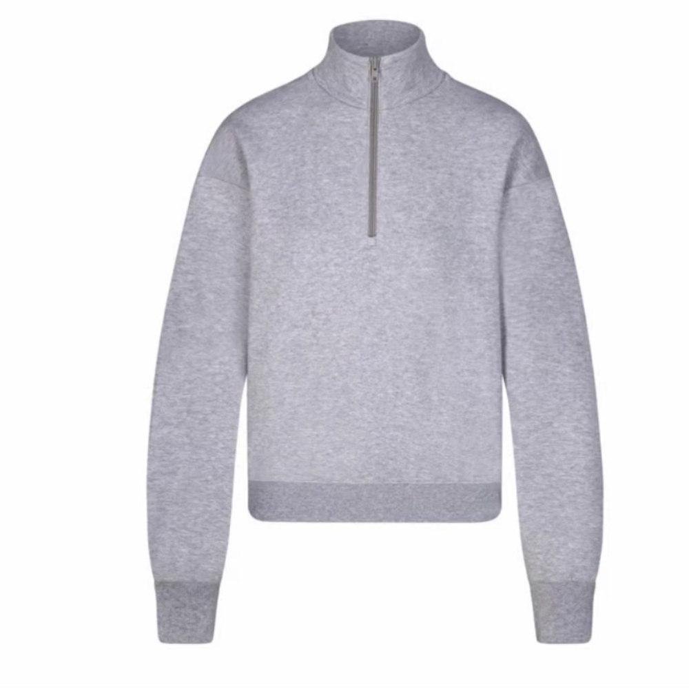 SKIMS COTTON FLEECE CLASSIC QUARTER ZIP PULLOVER | L